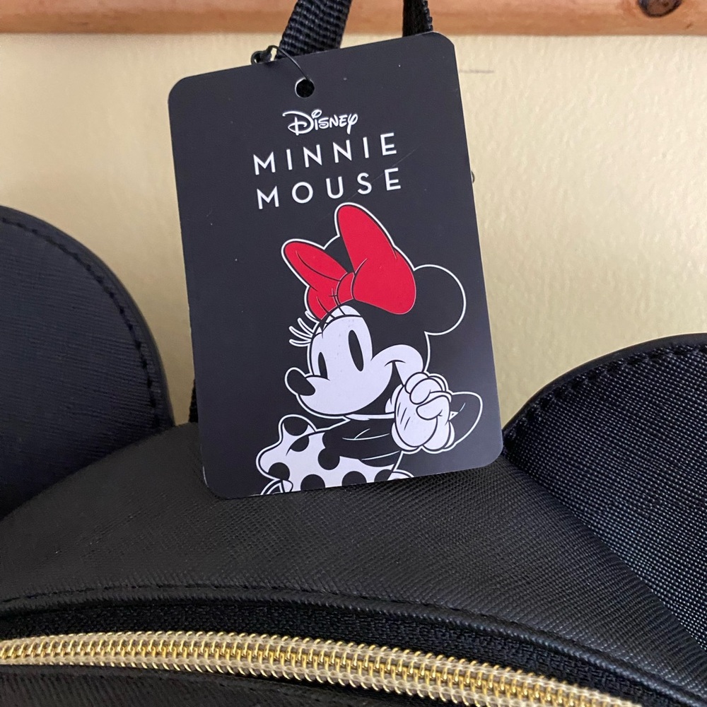 NWT DISNEY MINNIE Bioworld Black Backpack w/Pink Front Pocket and Large Inside - Picture 2 of 10
